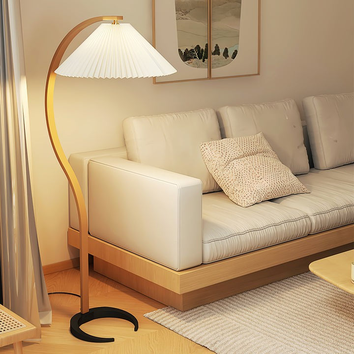 Scandinavian Beechwood & Iron LED Floor Lamp