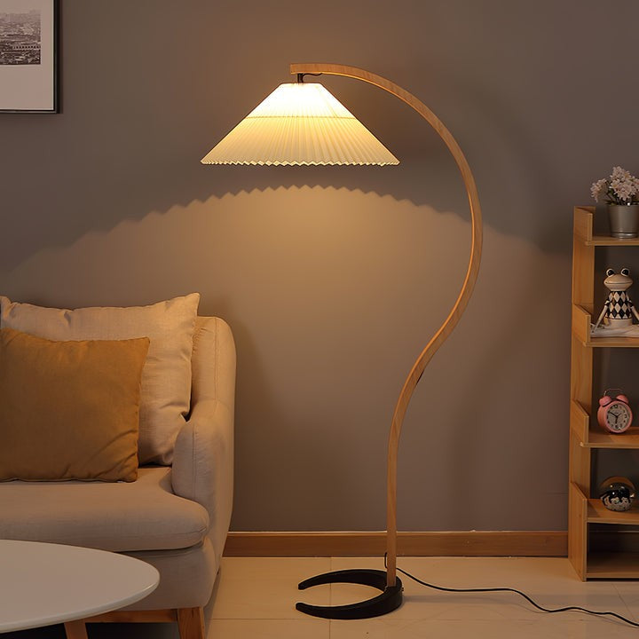 Scandinavian Beechwood & Iron LED Floor Lamp