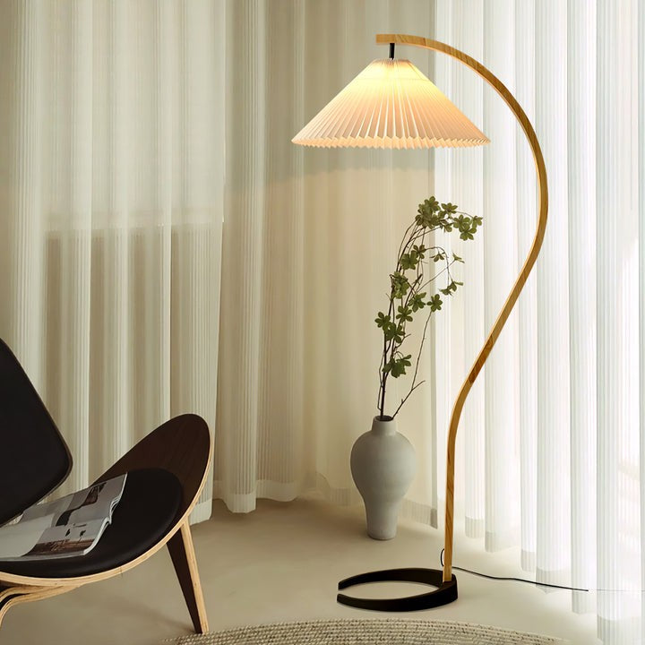 Scandinavian Beechwood & Iron LED Floor Lamp