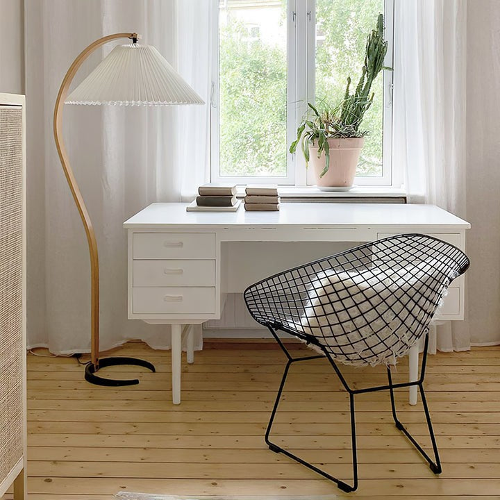 Scandinavian Beechwood & Iron LED Floor Lamp