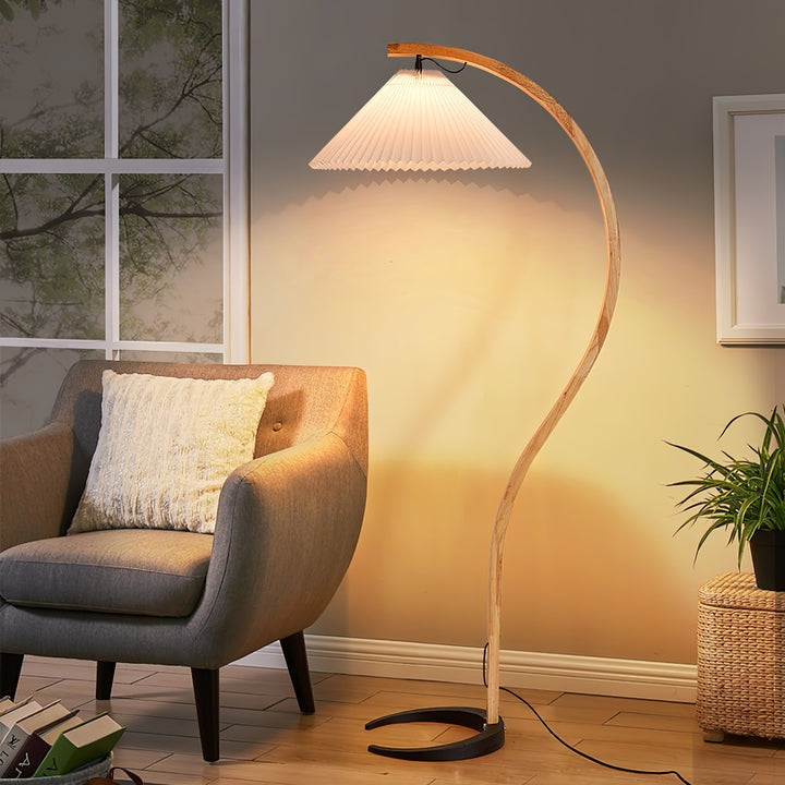 Scandinavian Beechwood & Iron LED Floor Lamp