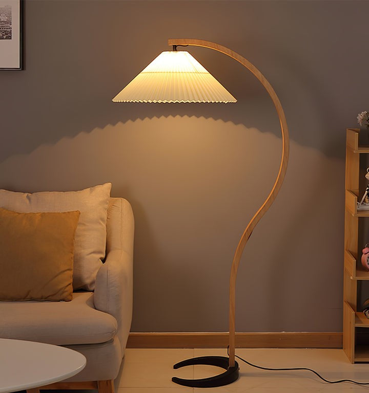 Scandinavian Beechwood & Iron LED Floor Lamp
