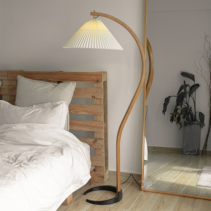 Scandinavian Beechwood & Iron LED Floor Lamp