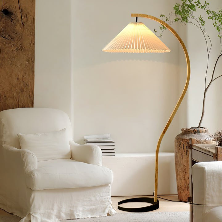 Scandinavian Beechwood & Iron LED Floor Lamp
