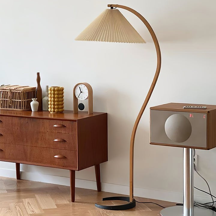 Scandinavian Beechwood & Iron LED Floor Lamp