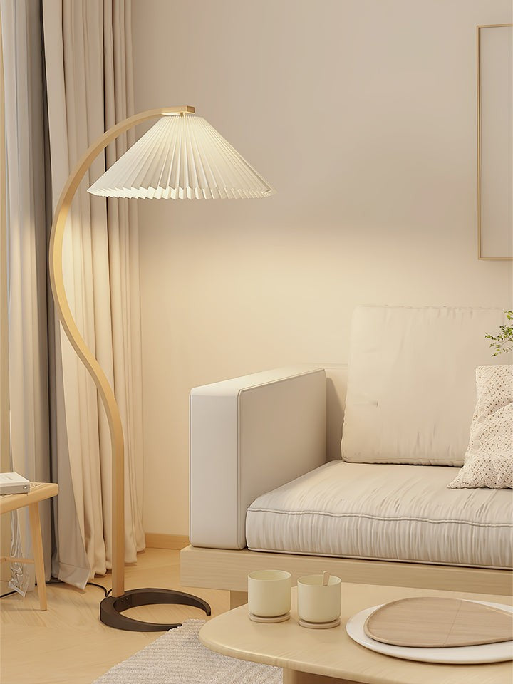Scandinavian Beechwood & Iron LED Floor Lamp