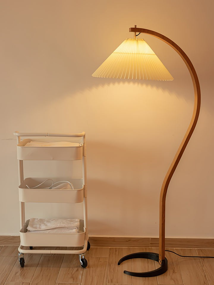 Scandinavian Beechwood & Iron LED Floor Lamp