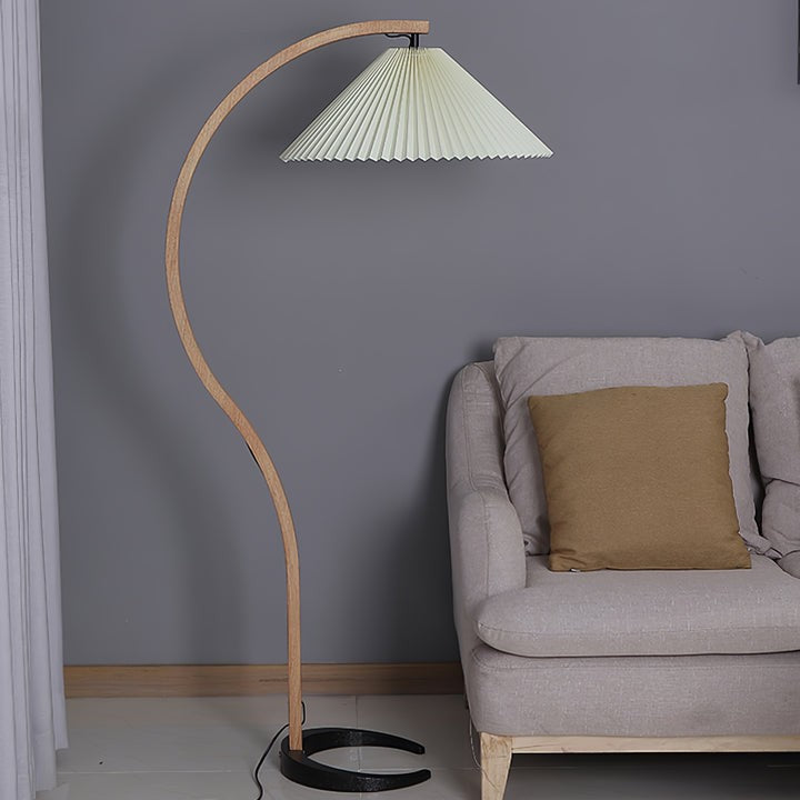 Scandinavian Beechwood & Iron LED Floor Lamp