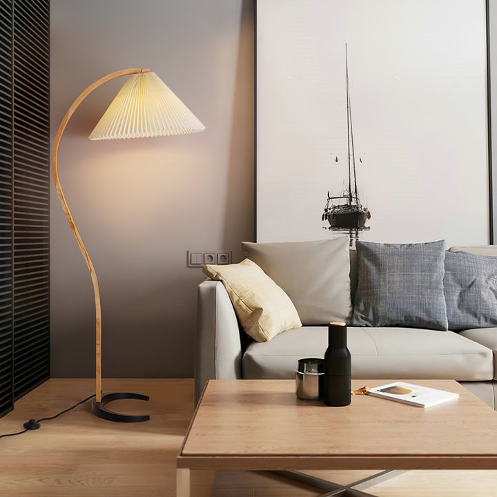 Scandinavian Beechwood & Iron LED Floor Lamp