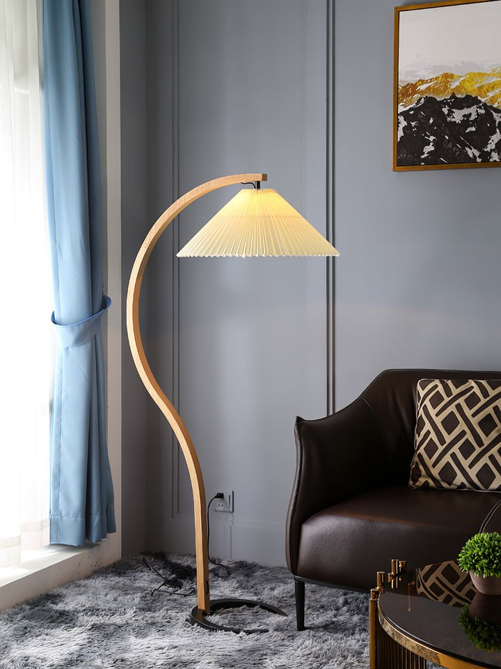 Scandinavian Beechwood & Iron LED Floor Lamp