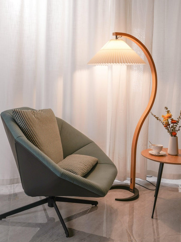 Scandinavian Beechwood & Iron LED Floor Lamp