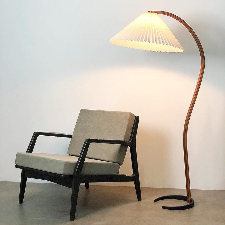 Scandinavian Beechwood & Iron LED Floor Lamp