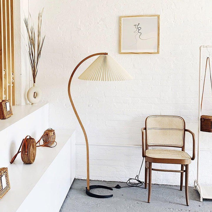 Scandinavian Beechwood & Iron LED Floor Lamp