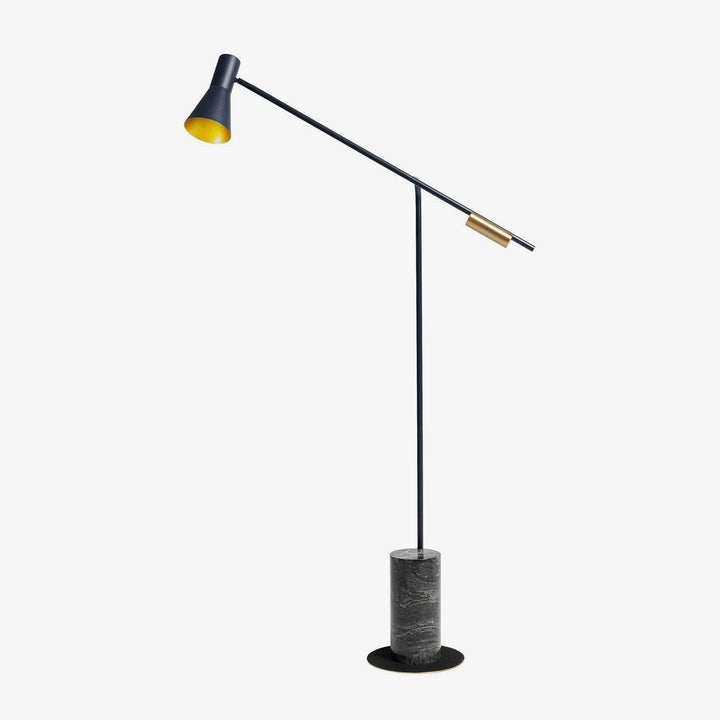Scandinavian Black Metal & Marble Floor Lamp