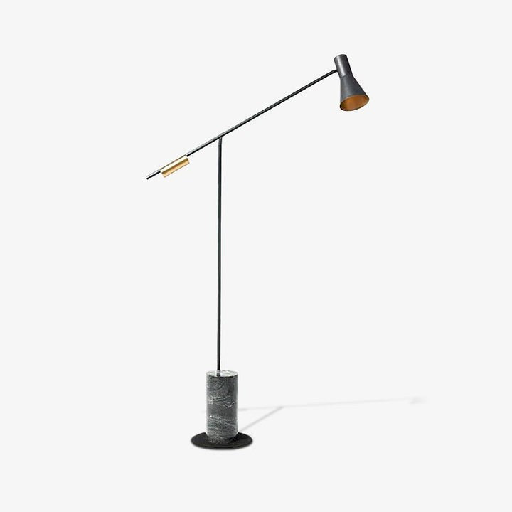 Scandinavian Black Metal & Marble Floor Lamp