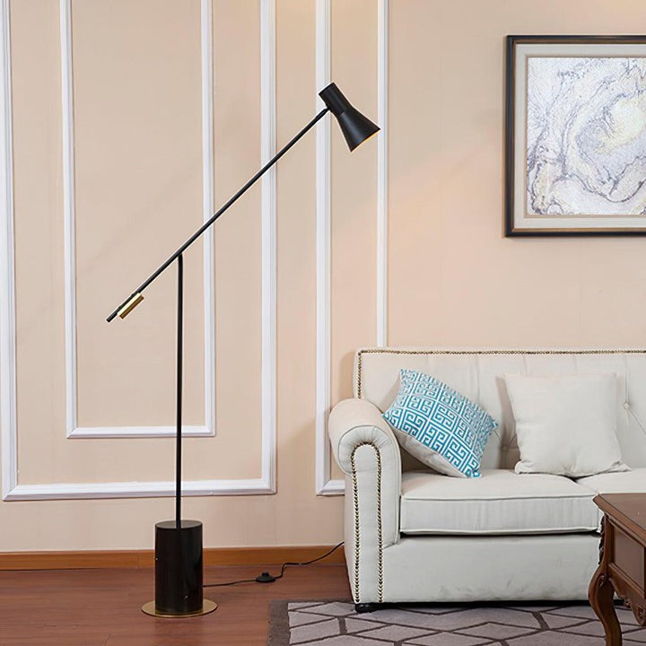 Scandinavian Black Metal & Marble Floor Lamp
