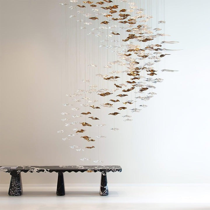 Sculptural Glass Wave Pendant Light