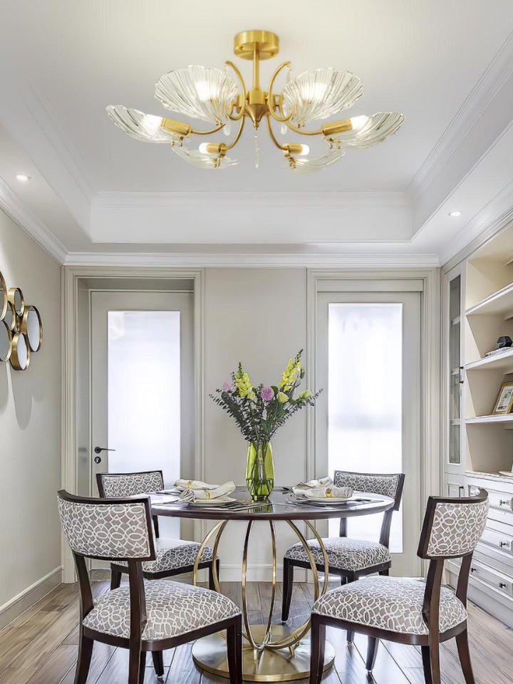 Shell-Inspired Brass Ceiling Light Fixture