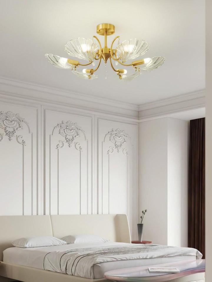 Shell-Inspired Brass Ceiling Light Fixture