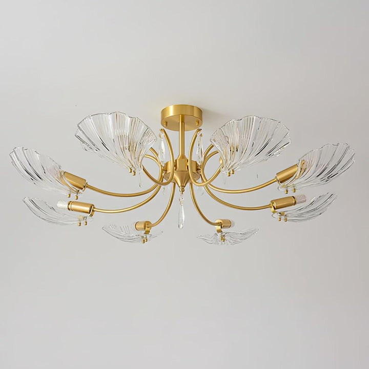 Shell-Inspired Brass Ceiling Light Fixture