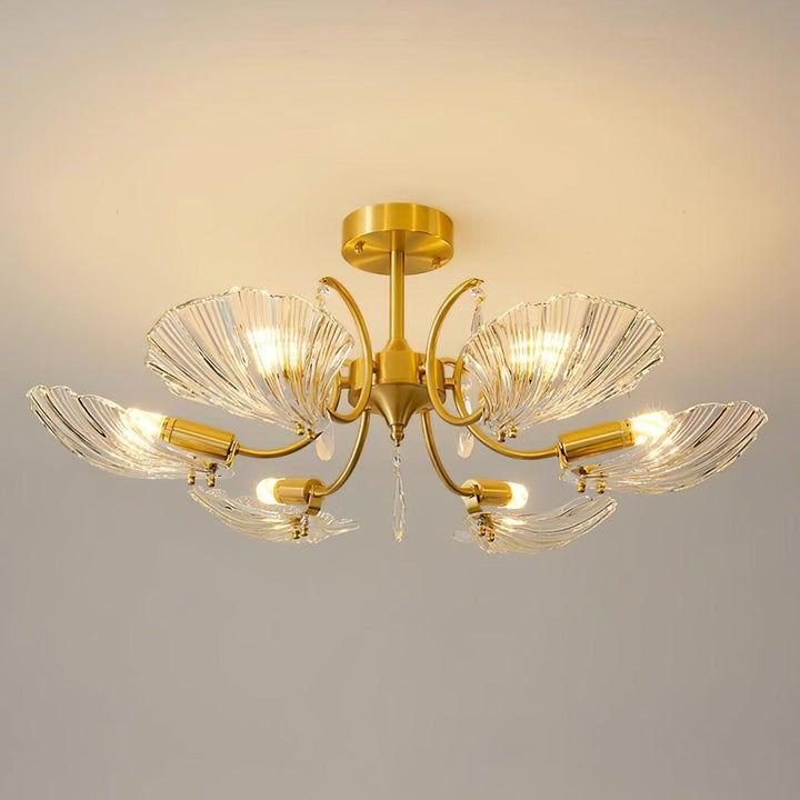 Shell-Inspired Brass Ceiling Light Fixture