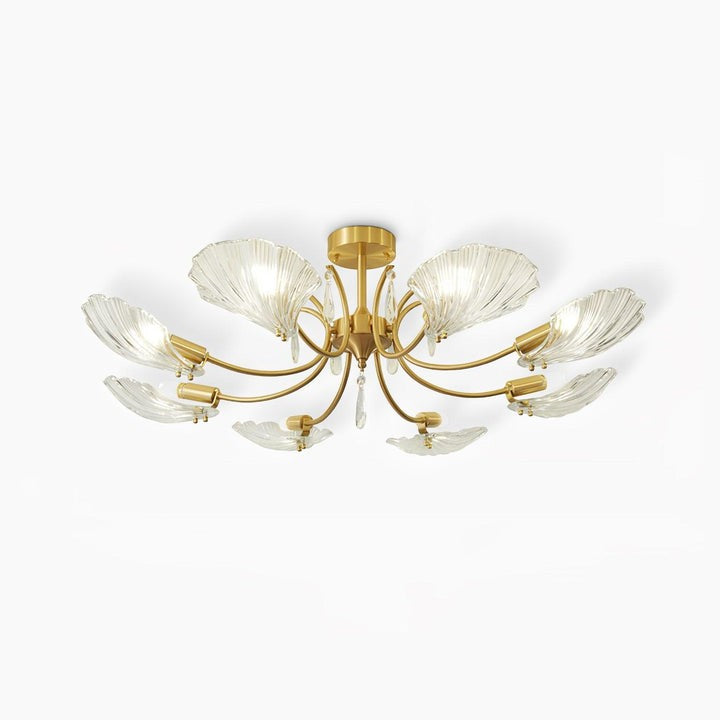 Shell-Inspired Brass Ceiling Light Fixture
