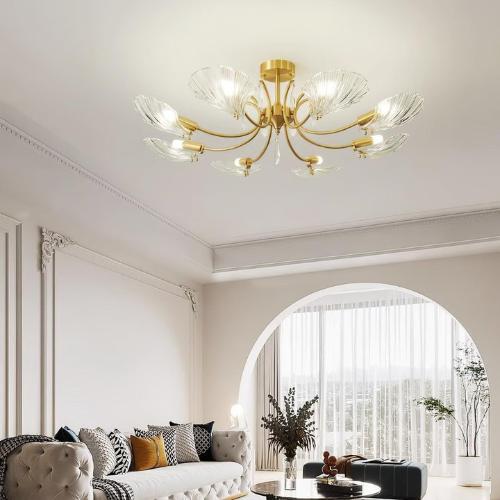 Shell-Inspired Brass Ceiling Light Fixture