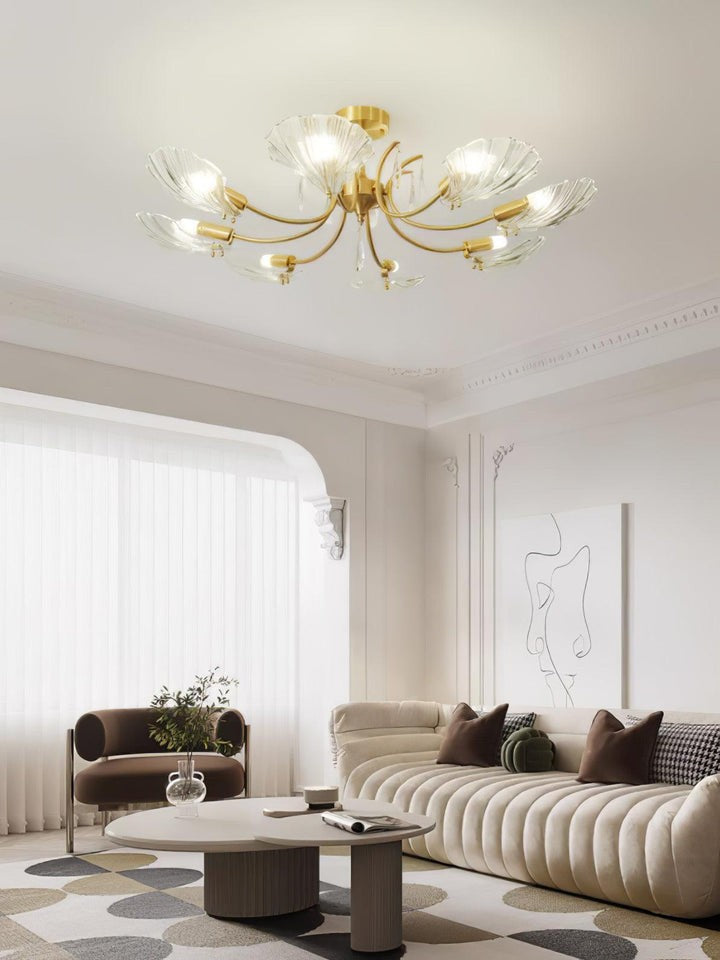 Shell-Inspired Brass Ceiling Light Fixture