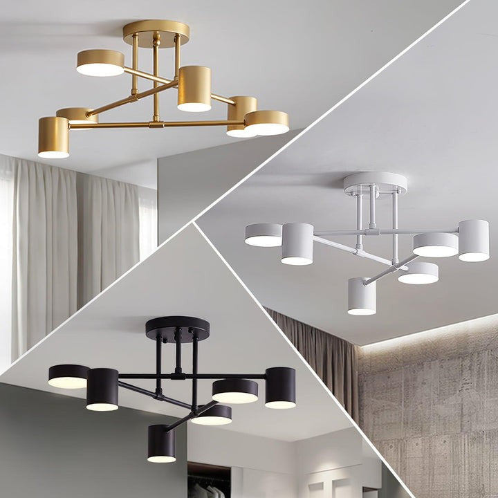 Sleek Gold Sputnik LED Flush Ceiling Light