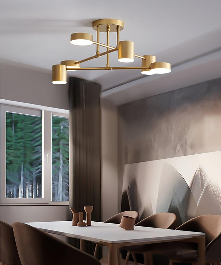 Sleek Gold Sputnik LED Flush Ceiling Light