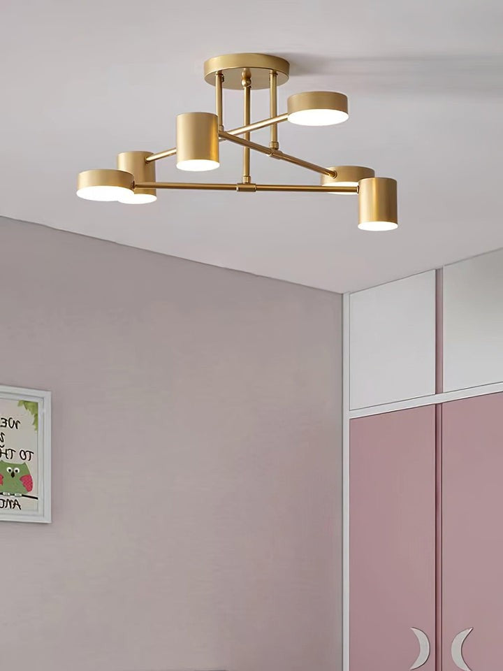 Sleek Gold Sputnik LED Flush Ceiling Light