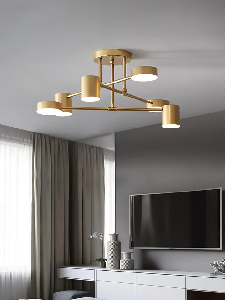 Sleek Gold Sputnik LED Flush Ceiling Light
