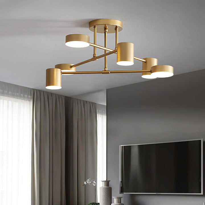 Sleek Gold Sputnik LED Flush Ceiling Light