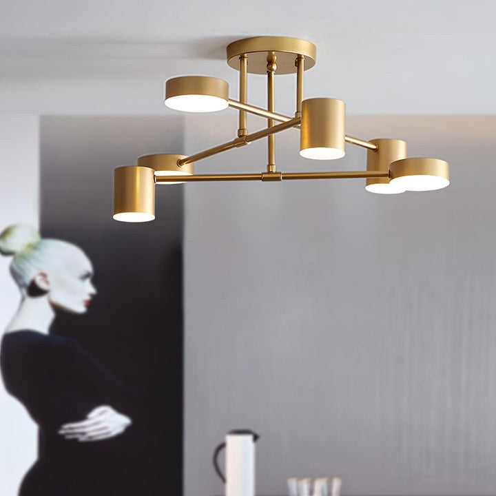Sleek Gold Sputnik LED Flush Ceiling Light