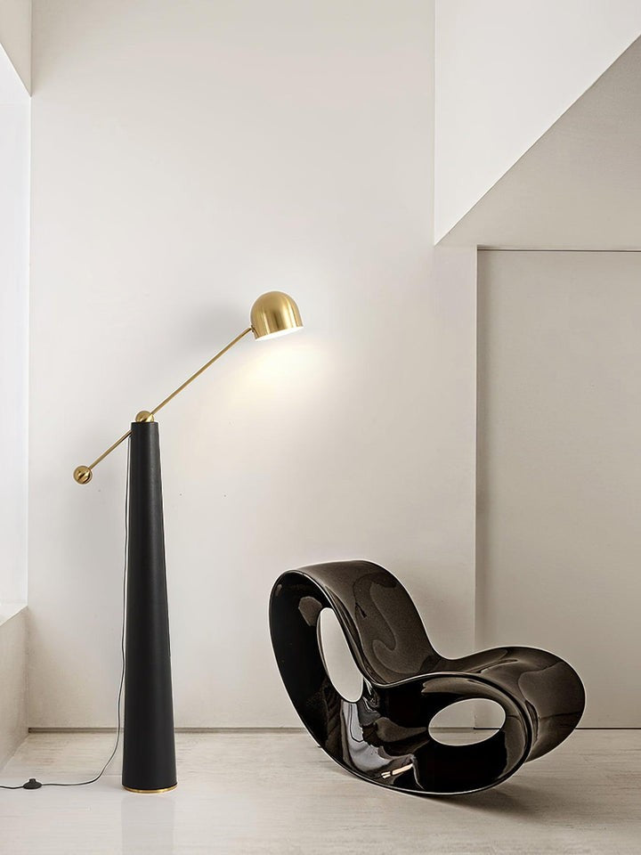 Sleek LED Floor Lamp with Leather Accents