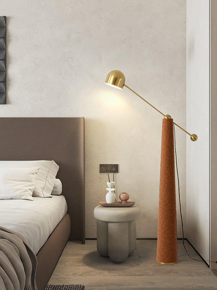 Sleek LED Floor Lamp with Leather Accents