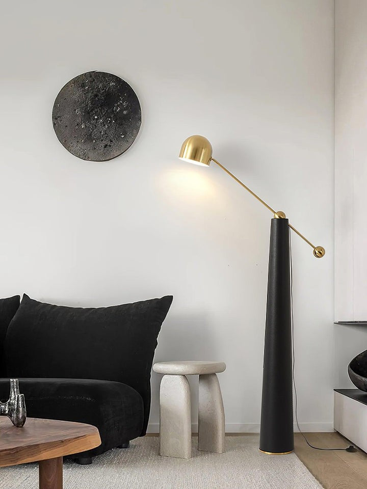 Sleek LED Floor Lamp with Leather Accents