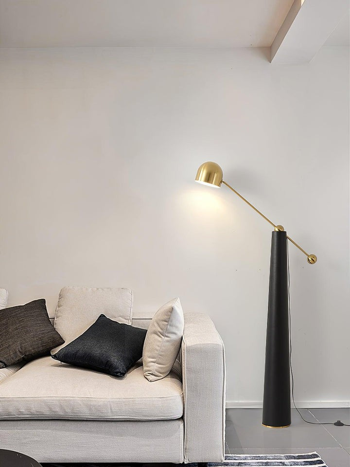 Sleek LED Floor Lamp with Leather Accents