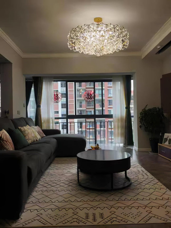 Snowflake-Inspired Glass Ceiling Chandelier