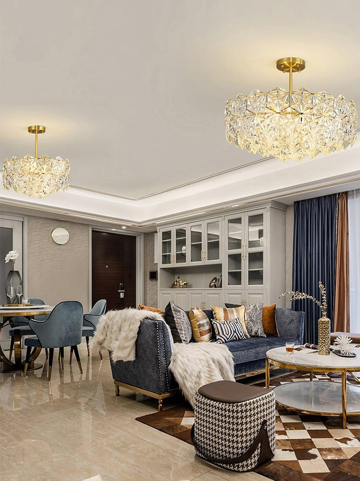 Snowflake-Inspired Glass Ceiling Chandelier