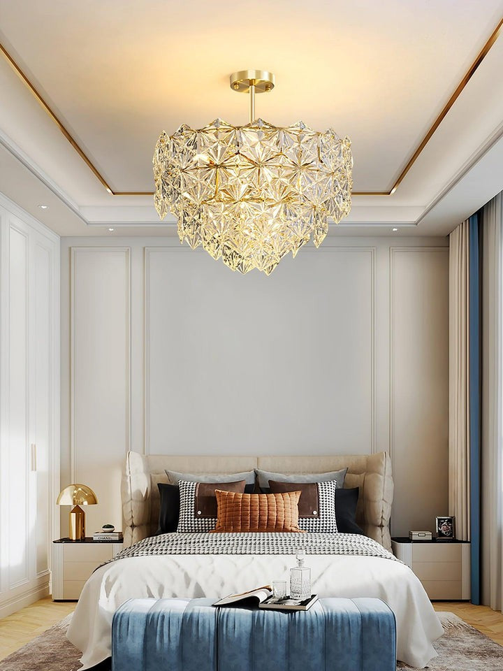 Snowflake-Inspired Glass Ceiling Chandelier