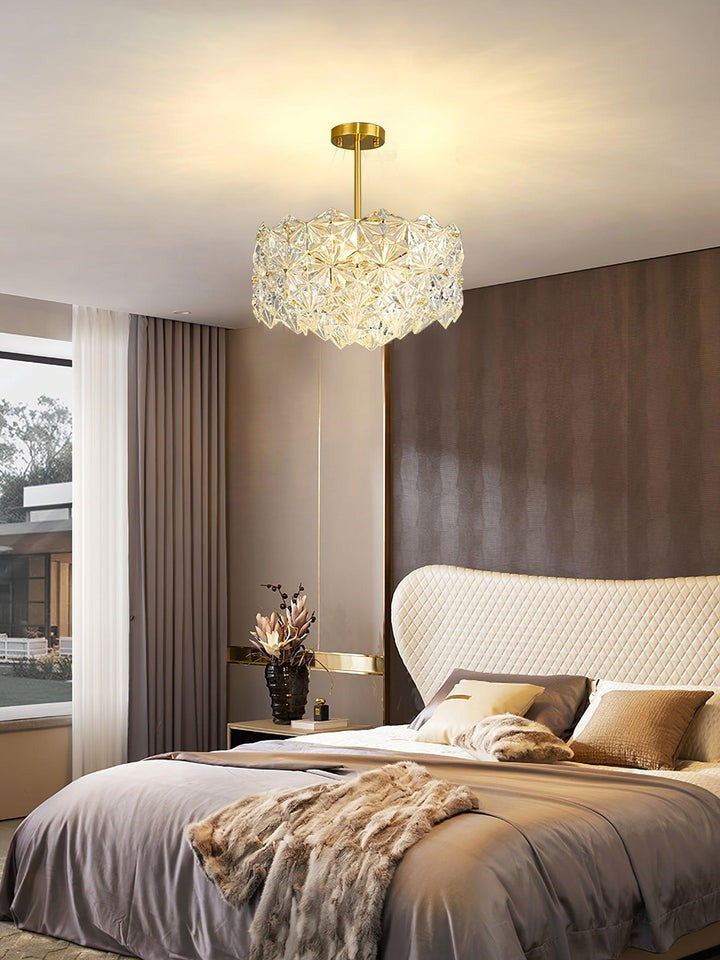 Snowflake-Inspired Glass Ceiling Chandelier