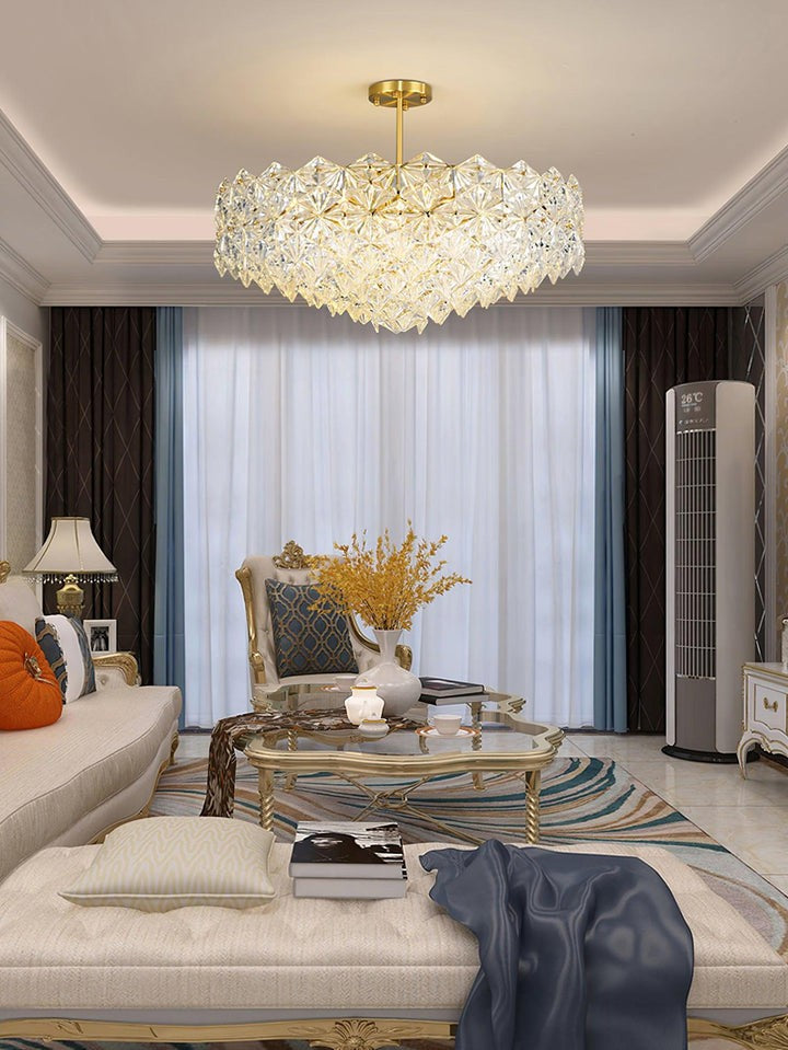 Snowflake-Inspired Glass Ceiling Chandelier