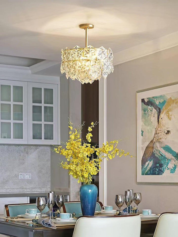 Snowflake-Inspired Glass Ceiling Chandelier