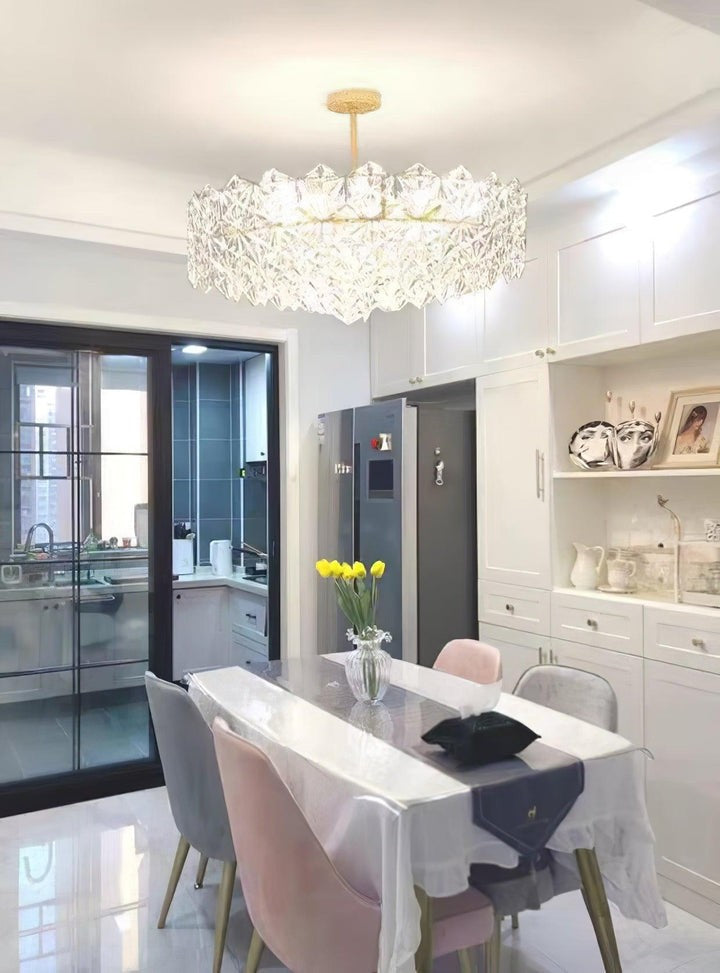 Snowflake-Inspired Glass Ceiling Chandelier