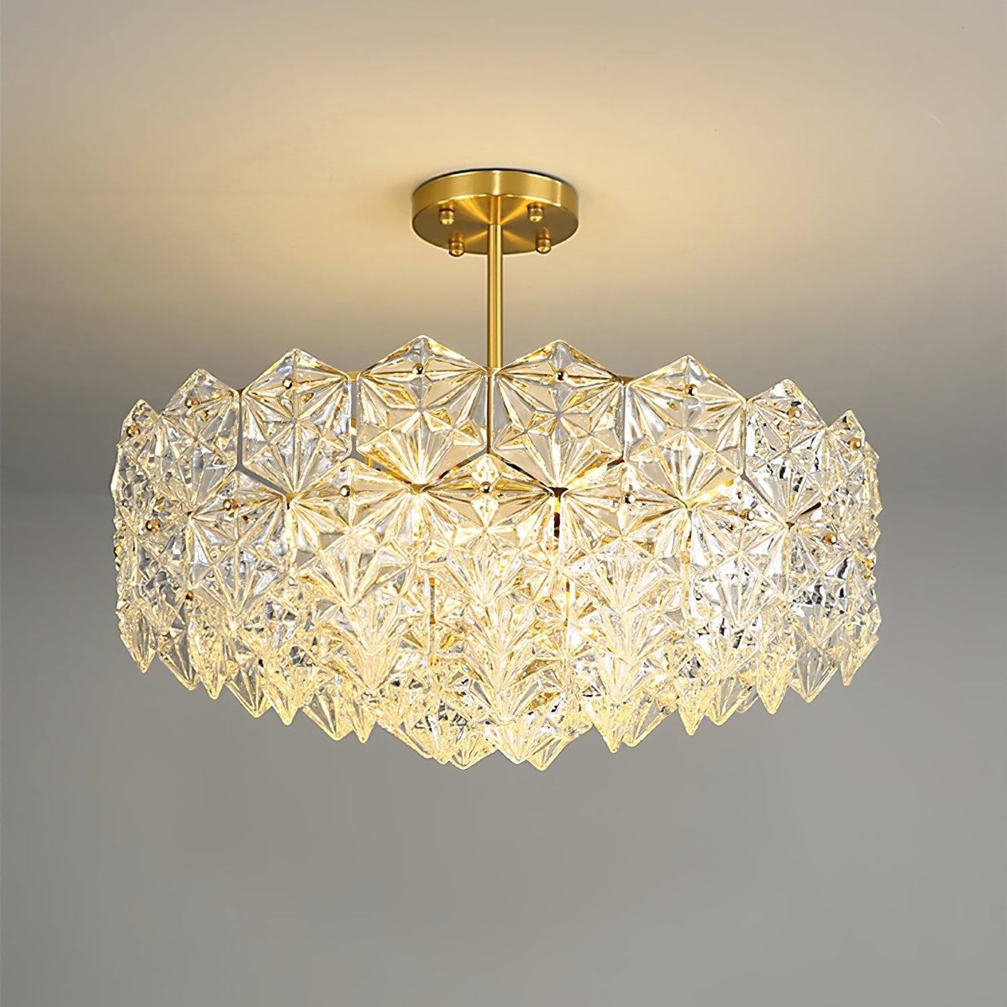 Snowflake-Inspired Glass Ceiling Chandelier