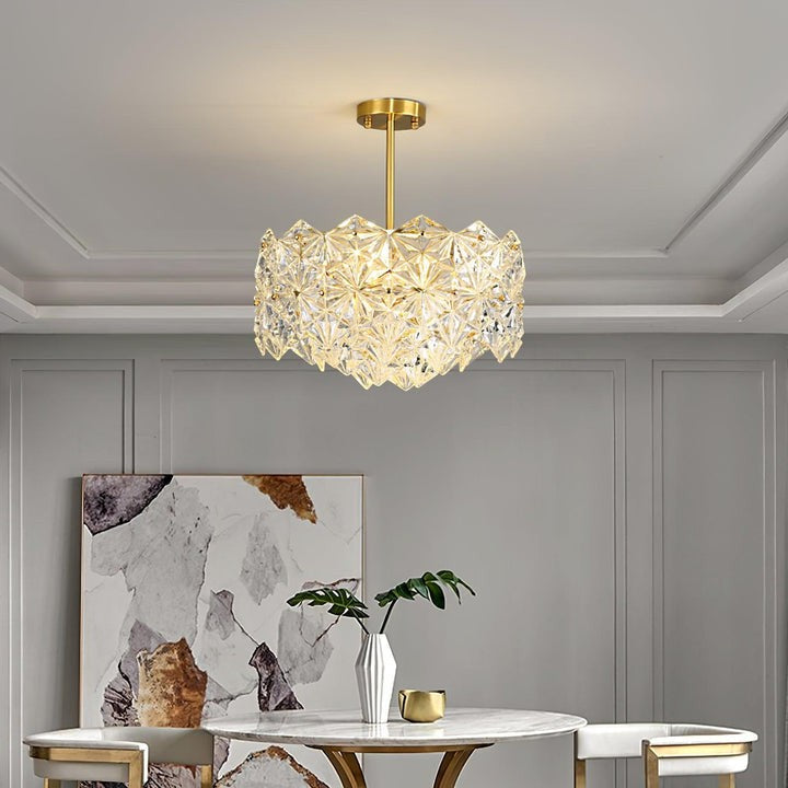 Snowflake-Inspired Glass Ceiling Chandelier