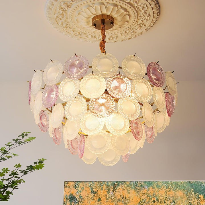 Soft-Hued Glass Disc Branch Chandelier
