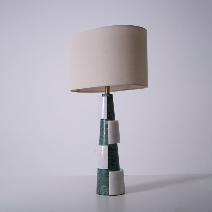 Solid Marble Base Table Lamp with Fabric Shade
