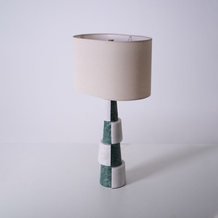 Solid Marble Base Table Lamp with Fabric Shade